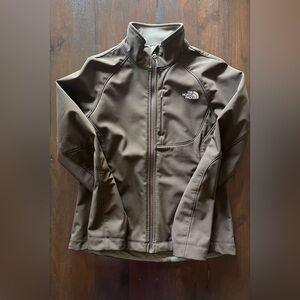 The North Face apex brown zip soft shell fleece lined wind jacket m